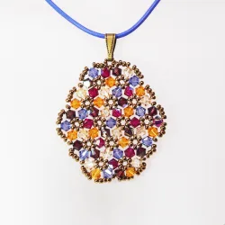 Pendant 40cm - Malvina Oval-Lavender Leather - Pendant 40cm - Laiton bronze